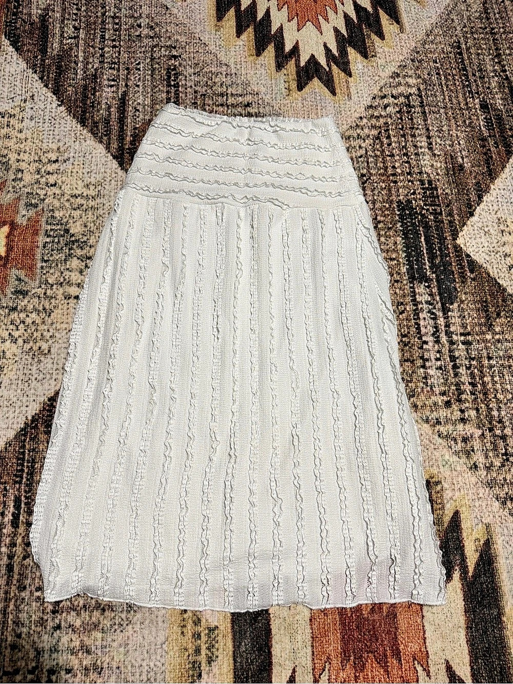 White Textured Knit A-Line Skirt